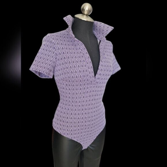Preppy  Geometric Violet Purple Print Bodysuit ZARA Size Small - Picture 2 of 12